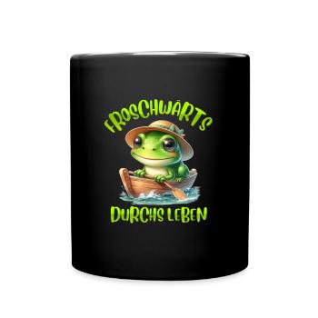 Froschkostüm FROSCHWÄRTS DURCHS LEBEN Lustiges - Tasse einfarbig - Schwarz - Vorne