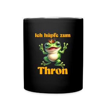 Froschkostüm ICH HÜPFE ZUM THRON Lustiges - Tasse einfarbig - Schwarz - Vorne