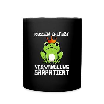Karneval KÜSSEN ERLAUBT VERWANDLUNG GARANTIERT - Tasse einfarbig - Schwarz - Vorne