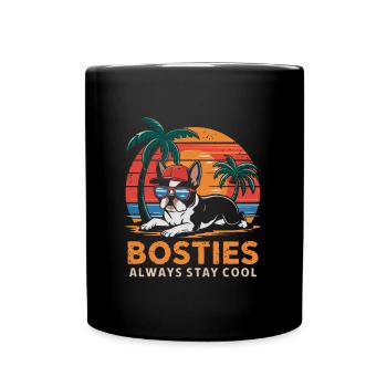 Cool Bostie Boston Terrier sous les palmiers à la St - Mug uni - noir - Devant