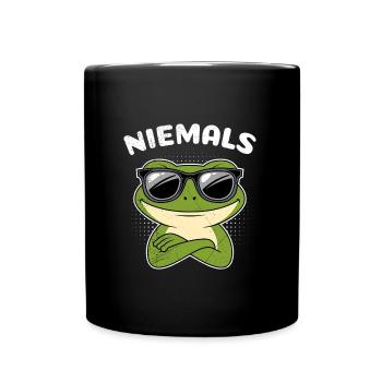 Karneval Party Sturer Frosch NIEMALS Lustiges - Tasse einfarbig - Schwarz - Vorne