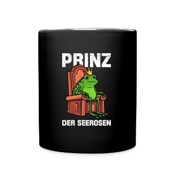 Faschings Frosch PRINZ DER SEEROSEN Lustiges - Tasse einfarbig - Schwarz - Vorne