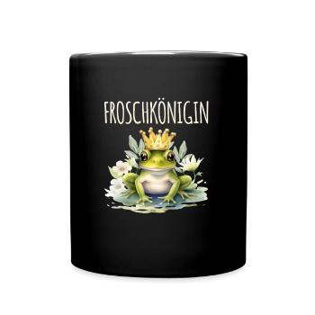 Karneval Kostüm FROSCHKÖNIGIN Lustiges Fasching - Tasse einfarbig - Schwarz - Vorne