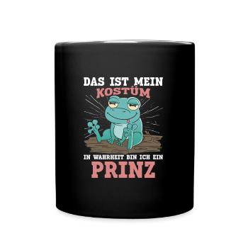 Froschkostüm DAS IST MEIN KOSTÜM BIN EIN PRINZ - Tasse einfarbig - Schwarz - Vorne