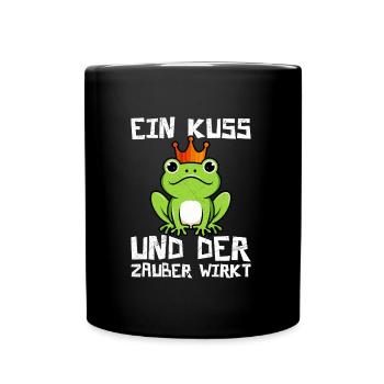 Faschings Party EIN KUSS UND DER ZAUBER WIRKT - Tasse einfarbig - Schwarz - Vorne