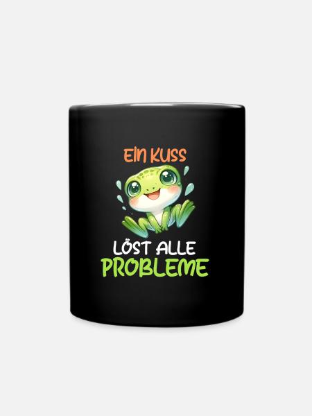 Froschkostüm EIN KUSS LÖST ALLE PROBLEME Lustig - Tasse einfarbig - Schwarz