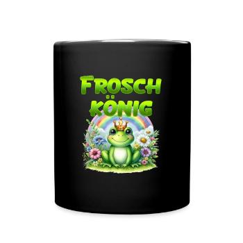 FROSCHKÖNIG Lustiges Karneval Frosch Kostüm - Tasse einfarbig - Schwarz - Vorne