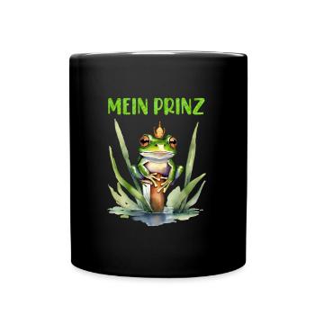 Froschkostüm MEIN PRINZ Lustiges Faschings - Tasse einfarbig - Schwarz - Vorne