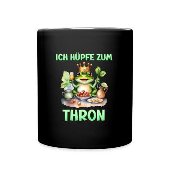 Froschkostüm ICH HÜPFE ZUM THRON Lustiges - Tasse einfarbig - Schwarz - Vorne