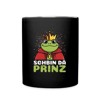 Froschkostüm SCHBIN DA PRINZ Lustiges Faschings - Tasse einfarbig - Schwarz - Vorne