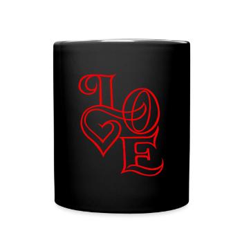 Valentinstag Herz Liebe Love Paar Geschenk - Tasse einfarbig - Schwarz - Vorne
