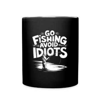 Go fishing, avoid people, rest by the water - Full Colour Mug - black - Front