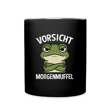 Karneval Kostüm Lustig VORSICHT MORGENMUFFEL - Tasse einfarbig - Schwarz - Vorne
