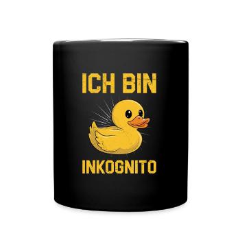 Faschings Ente ICH BIN INCOGNITO Lustiges Karneval - Tasse einfarbig - Schwarz - Vorne