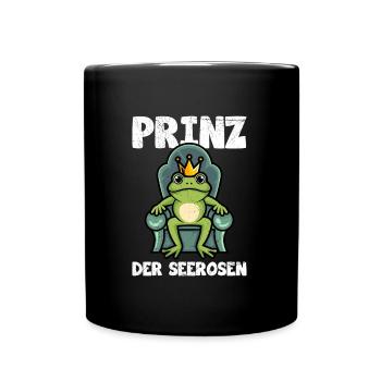 Faschings Frosch PRINZ DER SEEROSEN Lustiges - Tasse einfarbig - Schwarz - Vorne