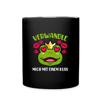 Froschkönig VERWANDLE MICH MIT EINEM KUSS - Tasse einfarbig - Schwarz - Vorne