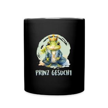 Karneval Kostüm PRINZ GESUCHT Froschkostüm - Tasse einfarbig - Schwarz - Vorne