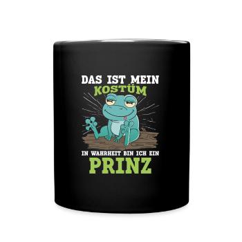 Froschkostüm DAS IST MEIN KOSTÜM BIN EIN PRINZ - Tasse einfarbig - Schwarz - Vorne