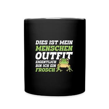 Froschkostüm Karneval Party DAS IST MEIN MENSCHEN - Tasse einfarbig - Schwarz - Vorne