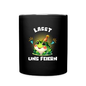 Froschkostüm LASST UNS FEIERN Lustiges Karneval - Tasse einfarbig - Schwarz - Vorne