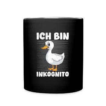 Faschings Ente ICH BIN INCOGNITO Lustiges Karneval - Tasse einfarbig - Schwarz - Vorne