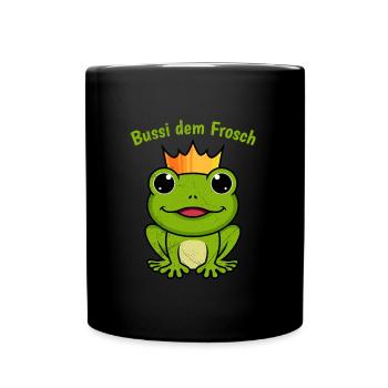 Karneval Party Kostüm BUSSI DEM FROSCH Lustiges - Tasse einfarbig - Schwarz - Vorne