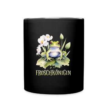 Karneval Kostüm FROSCHKÖNIGIN Lustiges Fasching - Tasse einfarbig - Schwarz - Vorne