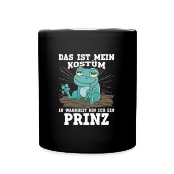 Froschkostüm DAS IST MEIN KOSTÜM BIN EIN PRINZ - Tasse einfarbig - Schwarz - Vorne