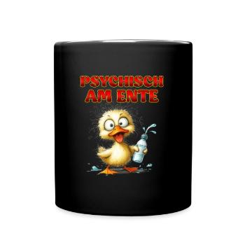 Entenkostüm PSYCHISCH AM ENTE Lustiges Karenval - Tasse einfarbig - Schwarz - Vorne