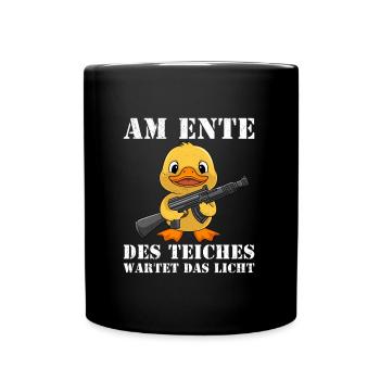 Karneval Party AM ENTE DES TEICHS WARTET LICHT - Tasse einfarbig - Schwarz - Vorne