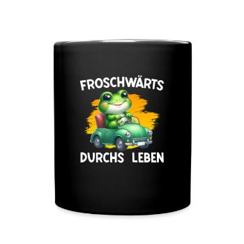 Froschkostüm FROSCHWÄRTS DURCHS LEBEN Lustiges - Tasse einfarbig - Schwarz - Vorne