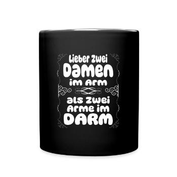 Zwei Damen im Arm Humor Lustig Spruch Mann Party - Tasse einfarbig - Schwarz - Vorne