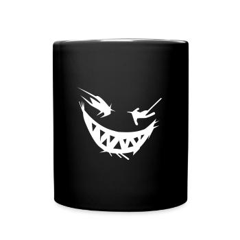 Halloween Gesicht zum fürchten - cooler Style - Tasse einfarbig - Schwarz - Vorne
