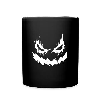 Halloween Gesicht zum fürchten - cooler Style - Tasse einfarbig - Schwarz - Vorne