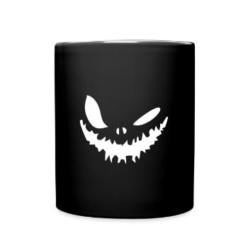 Halloween Gesicht zum fürchten - cooler Style - Tasse einfarbig - Schwarz - Vorne