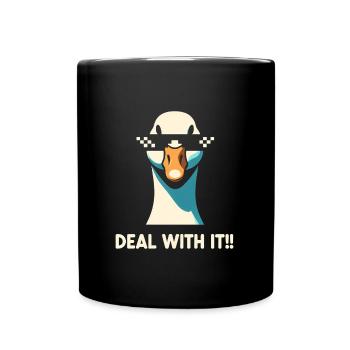 Deal With It Gans Humor - Tasse einfarbig - Schwarz - Vorne