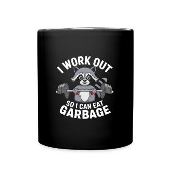 Fitness Raccoon Workout - Full Colour Mug - black - Front