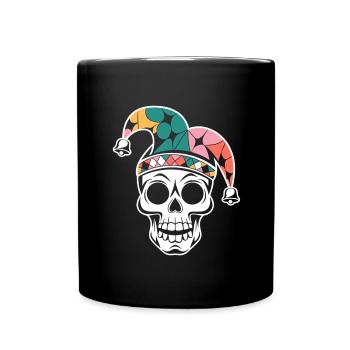 Drôle de crâne avec bonnet de fou - Mug uni - noir - Devant