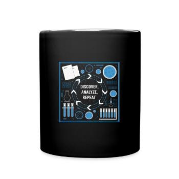 Entdecke Analysiere Wiederhole Wissenschaft - Tasse einfarbig - Schwarz - Vorne