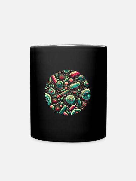 Microscopic world of microbes - Full Colour Mug - black