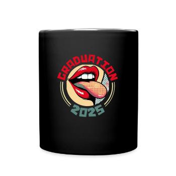 ABITUR 2025 ABI Abiturienten Lustiges Abi - Tasse einfarbig - Schwarz - Vorne