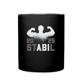 Abitur Abschluss 2025 ST ABI L Lustiges Abi - Tasse einfarbig - Schwarz - Vorne