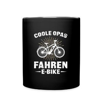 Opa COOLE OPAS FAHREN E-BIKE Lustiges E-Bike - Tasse einfarbig - Schwarz - Vorne