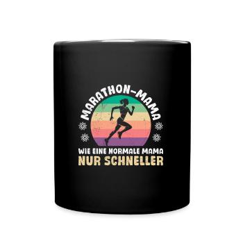 Mutter MARATHON MAMA WIE EINE NORMALE MAMA Lustig - Tasse einfarbig - Schwarz - Vorne