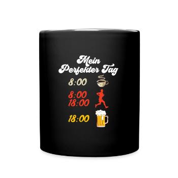 Läufer MEIN PERFEKTER TAG Laufen Lustiges - Tasse einfarbig - Schwarz - Vorne