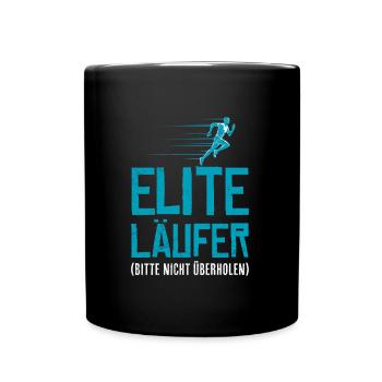 Läufer ELITE LÄUFER BITTE NICHT ÜBERHOLEN Lustiges - Tasse einfarbig - Schwarz - Vorne