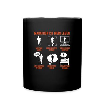 Läufer MARATHON IST MEIN LEBEN Lustiges - Tasse einfarbig - Schwarz - Vorne