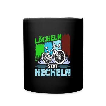 Elektro Fahrrad LÄCHELN STATT HECHELN Lustiges - Tasse einfarbig - Schwarz - Vorne