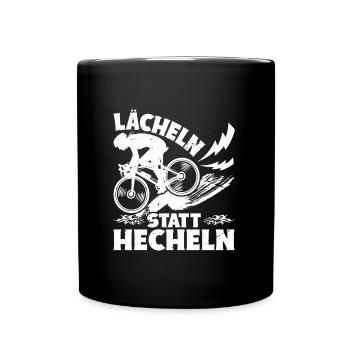 Elektro Fahrrad LÄCHELN STATT HECHELN Lustiges - Tasse einfarbig - Schwarz - Vorne