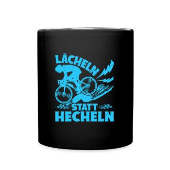 Elektro Fahrrad LÄCHELN STATT HECHELN Lustiges - Tasse einfarbig - Schwarz - Vorne
